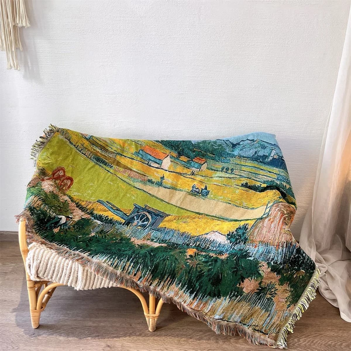 Koc narzutka z dzianiny Van Gogh do dekoracji sofy