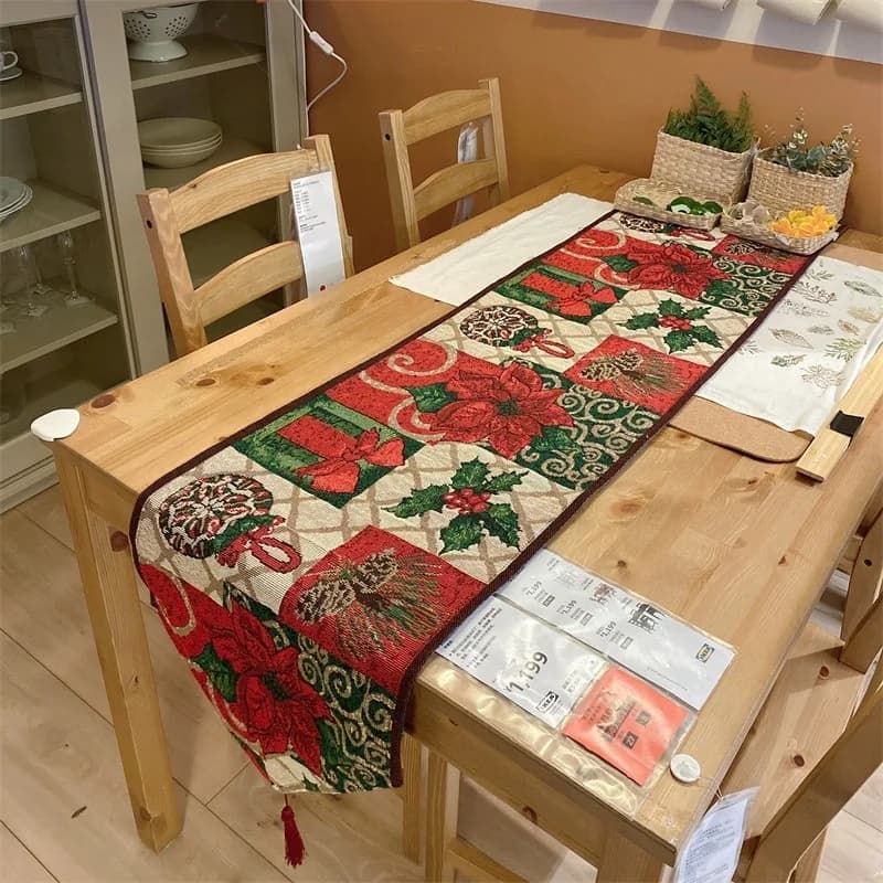 Świąteczny bieżnik na stół z mieszanki bawełny