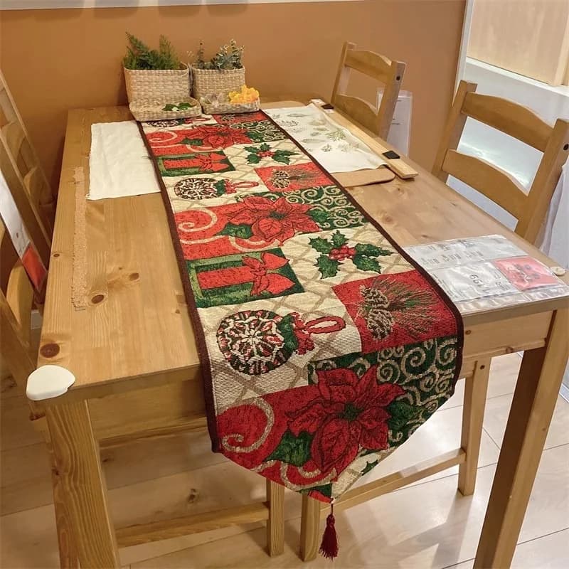 Świąteczny bieżnik stołowy z mieszanki bawełny, dekoracja na Boże Narodzenie