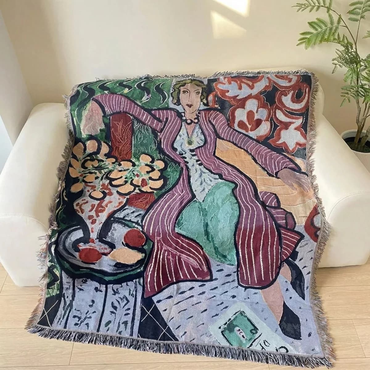 Tkany gobelin w stylu Matisse’a – narzuta na ścianę