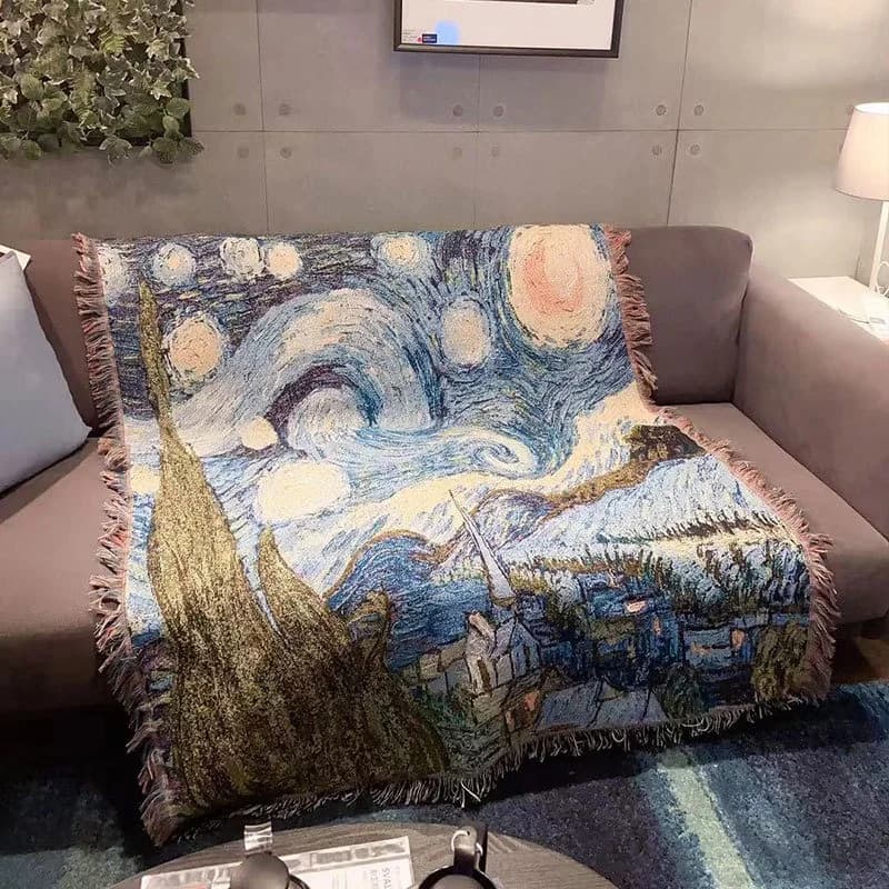 Koc na sofę Gwiaździsta noc Van Gogha