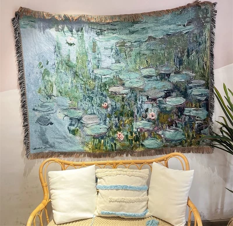 Koc narzuta z vintage nadrukiem artystycznym na sofę, 130x160 cm