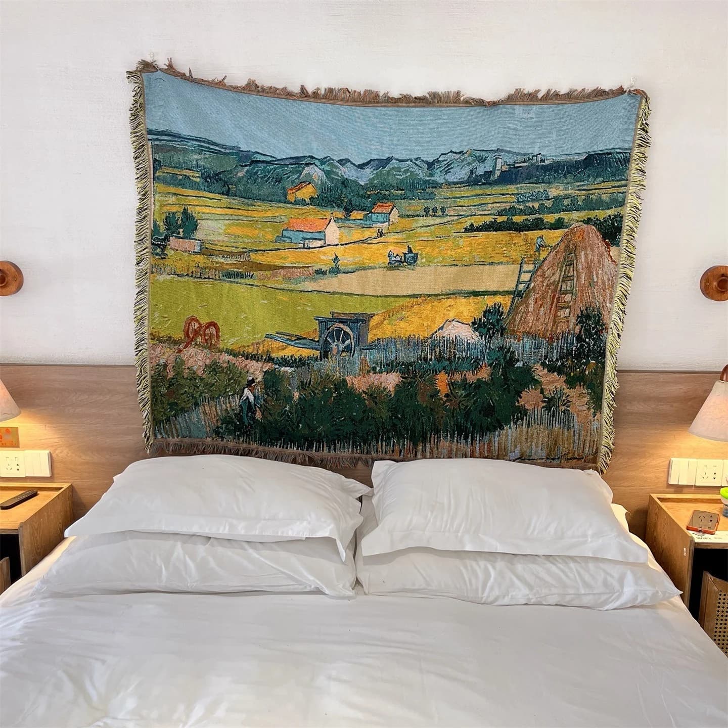 Tkana narzuta w stylu Van Gogha na sofę, łóżko lub jako dekoracja ścienna 130x160 cm