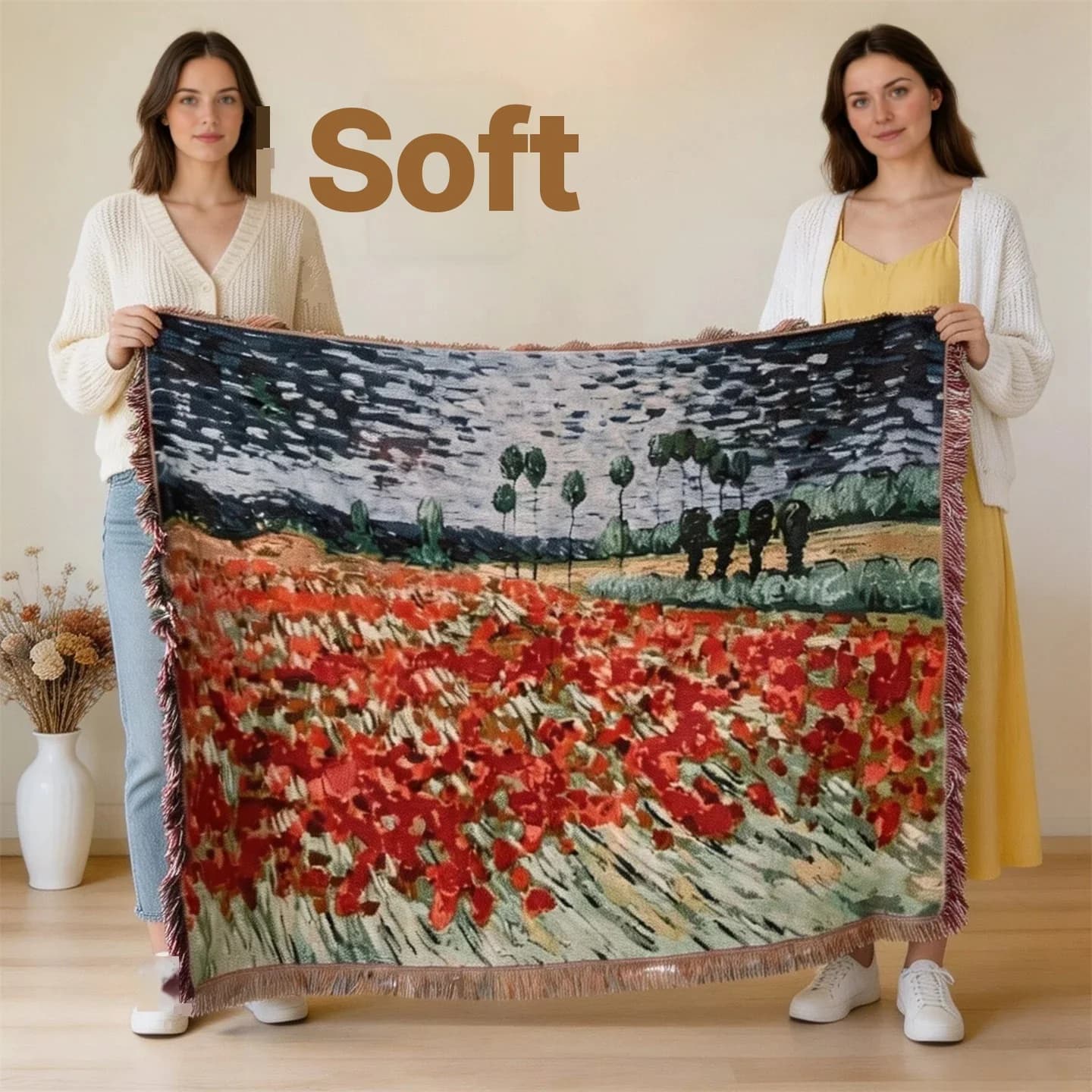 Koc dekoracyjny w stylu Van Gogha na sofę i ścianę