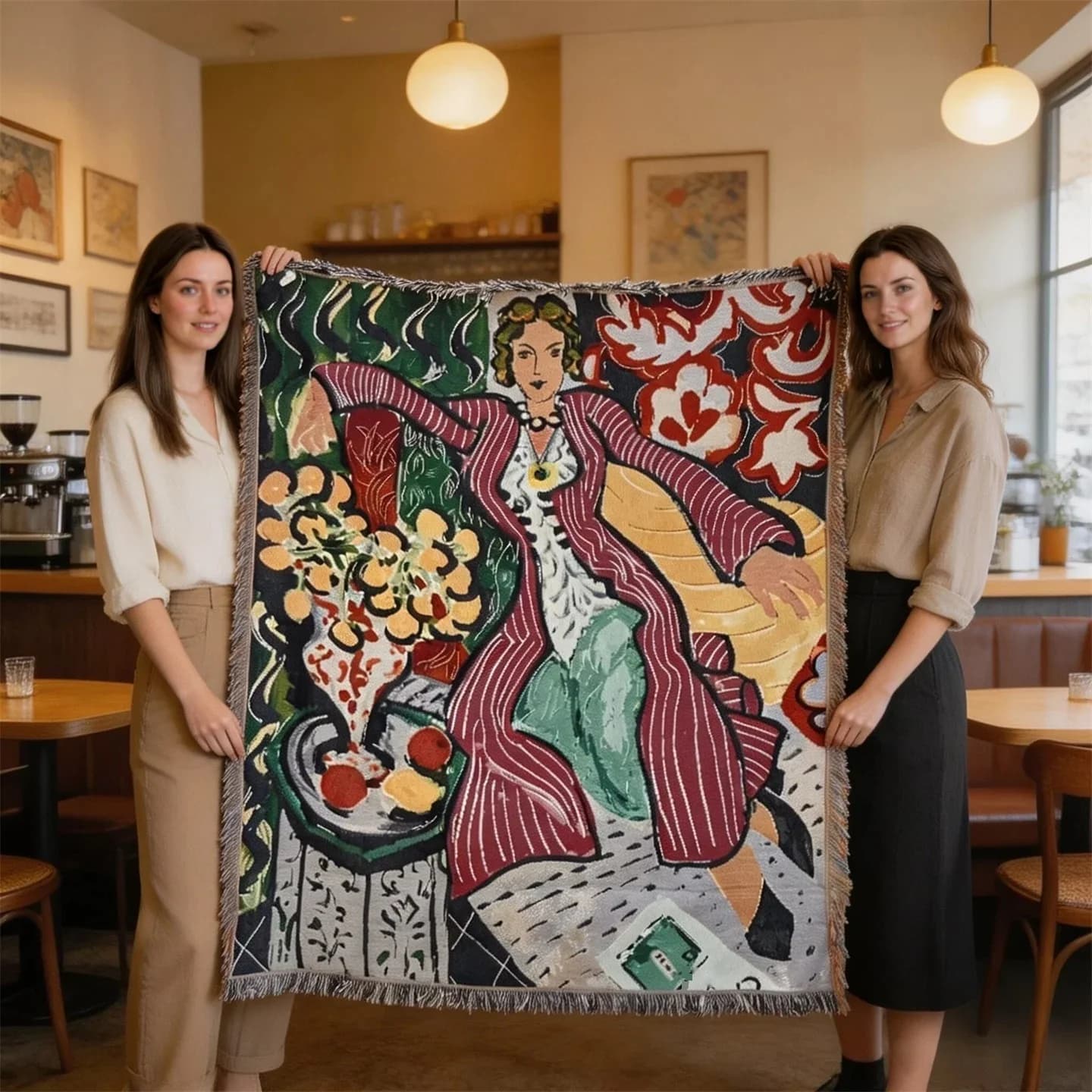 Tkany gobelin w stylu Matisse’a – narzuta na ścianę