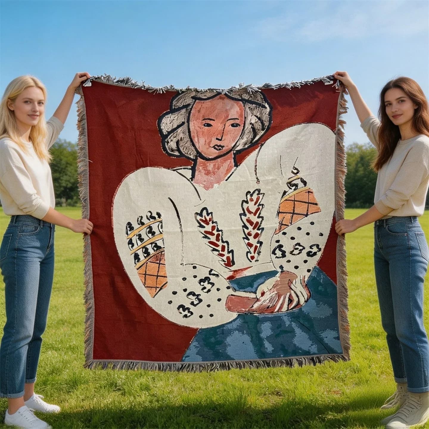 Tkany gobelin w stylu Matisse’a – narzuta na ścianę