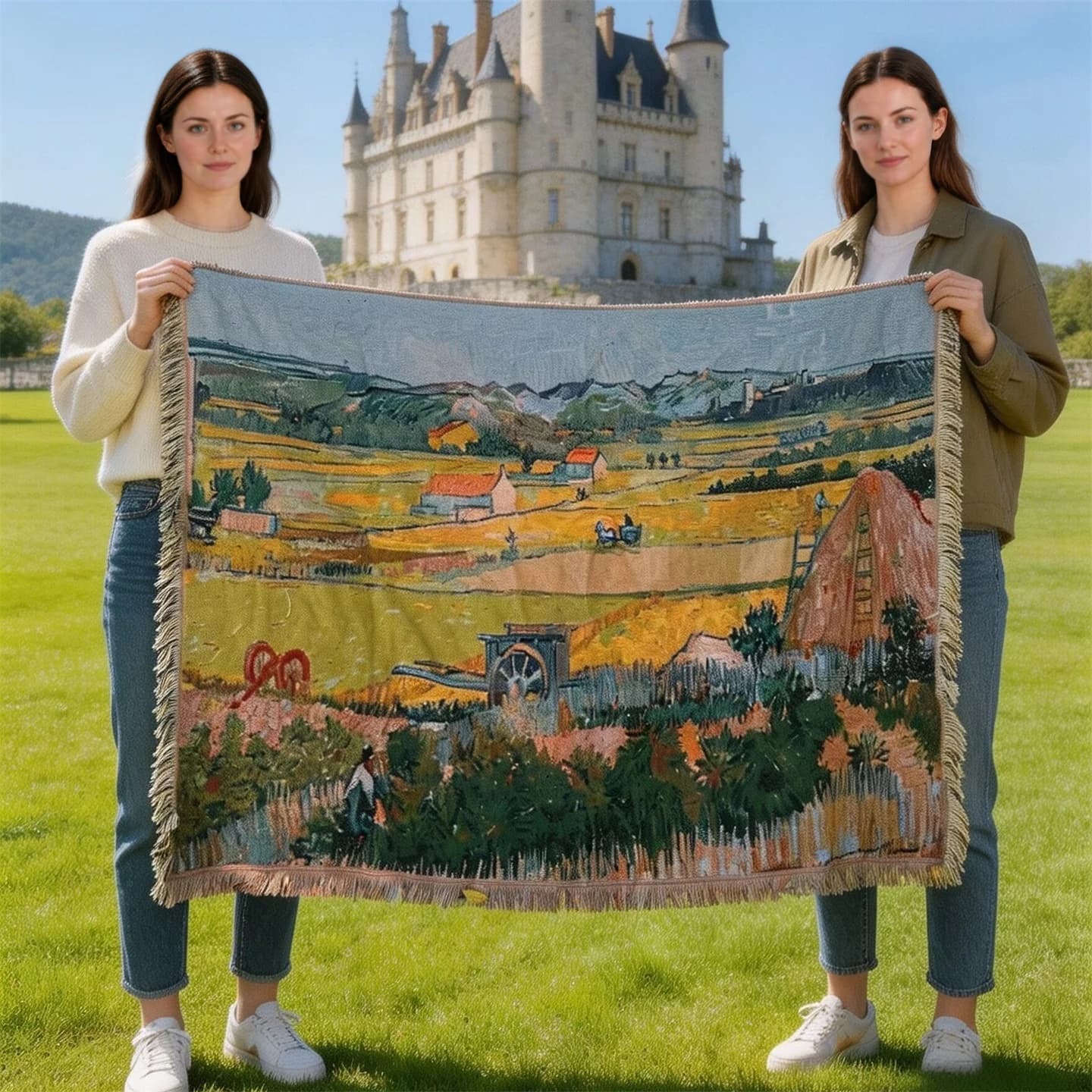 Koc narzutka tapiseria w stylu Van Gogha na sofę i ścianę